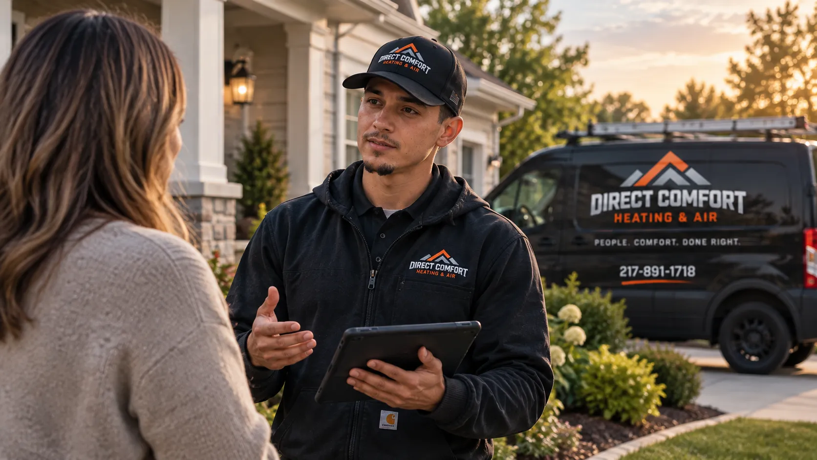 Illustrative conversation about home HVAC service.